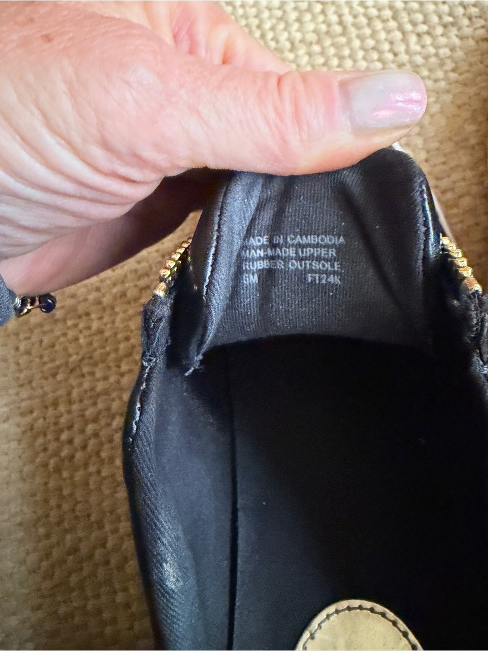 Michael Kors Black Leather Slip-On Sneakers with Gold Zipper - Picture 5 of 6